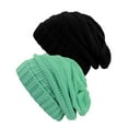 thumbnail image 1 of NYFASHION101 Exclusive Oversized Baggy Slouchy Thick Winter Beanie Hat - 2 Pack, Black & Mint, 1 of 1