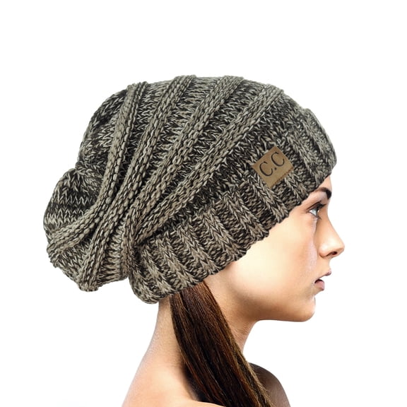NYFASHION101 Exclusive Oversized Baggy Slouchy Thick Winter Beanie Hat - Brown Mix