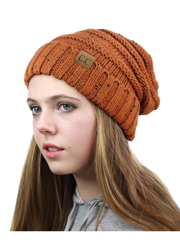 Exclusive Oversized Baggy Slouchy Thick Winter Beanie Hat - Confetti Rust