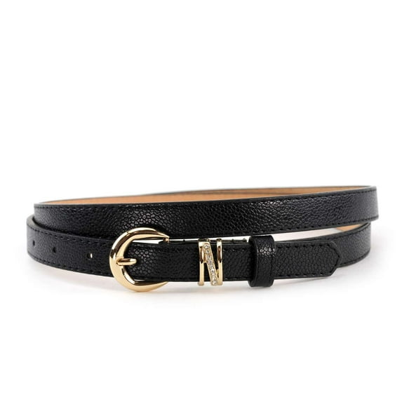 NYFASHION101 Fabulous Skinny Dressy Belt w/Rhinestone Prong LBU270-Bk-S