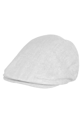 Fashionable Solid Color 100% Linen Unisex Duck Bill Ivy Cap, White, S/M