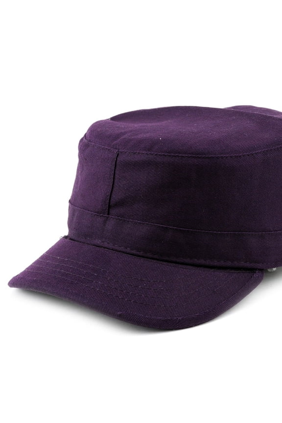 Fashionable Solid Color Unisex Fitted Army Military Cadet Cap, Dk Purple, S