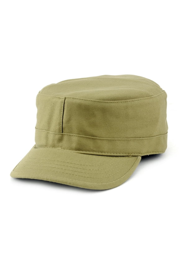 Fashionable Solid Color Unisex Fitted Army Military Cadet Cap, Khaki, XL