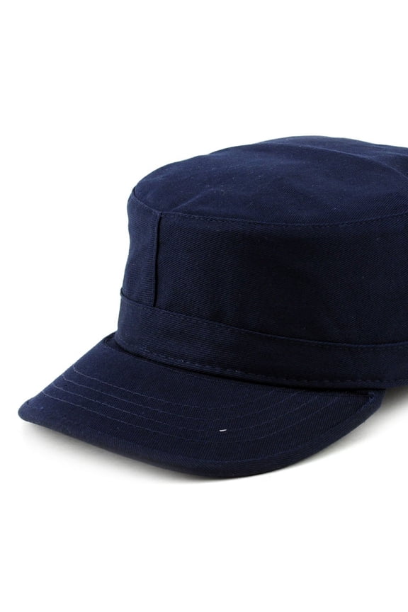 Fashionable Solid Color Unisex Fitted Army Military Cadet Cap, Navy, L