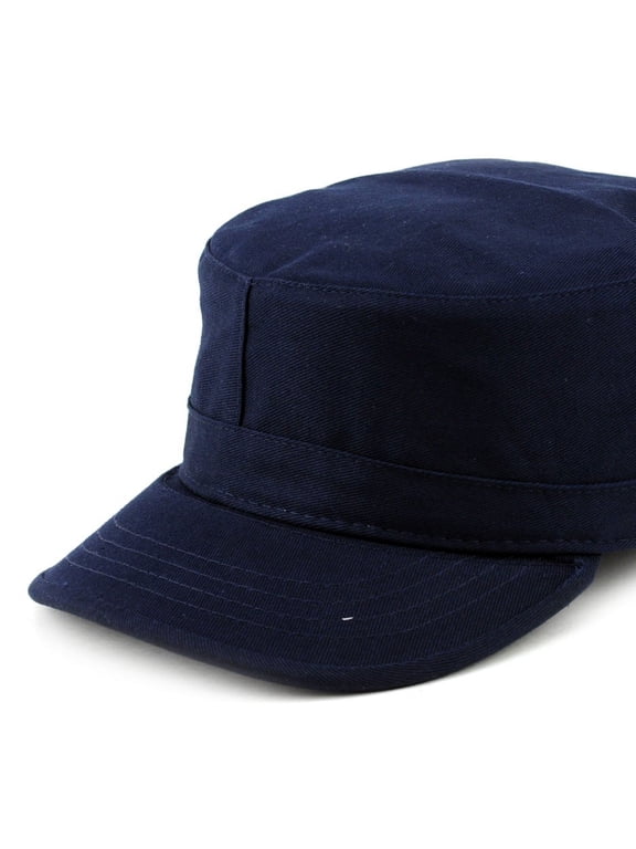 Fashionable Solid Color Unisex Fitted Army Military Cadet Cap, Navy, L