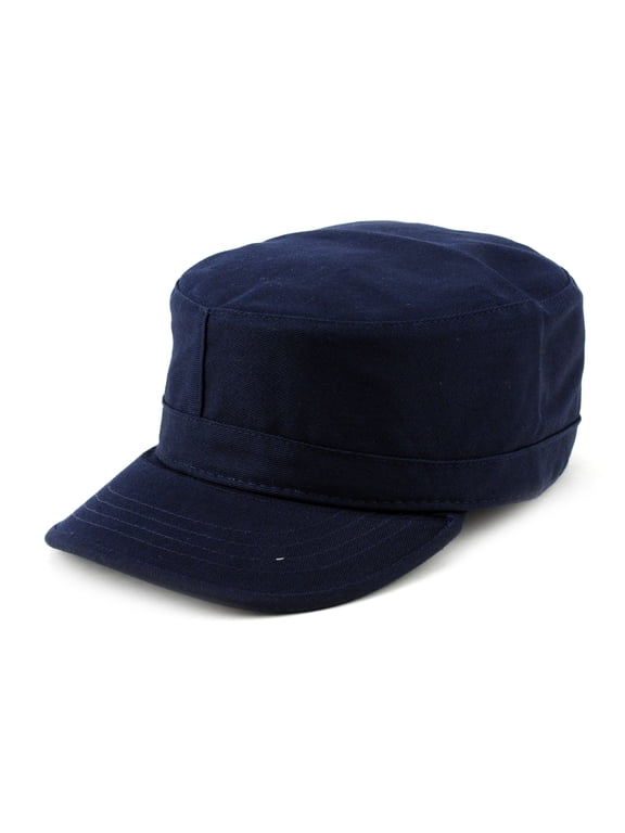 Fashionable Solid Color Unisex Fitted Army Military Cadet Cap, Navy, XL