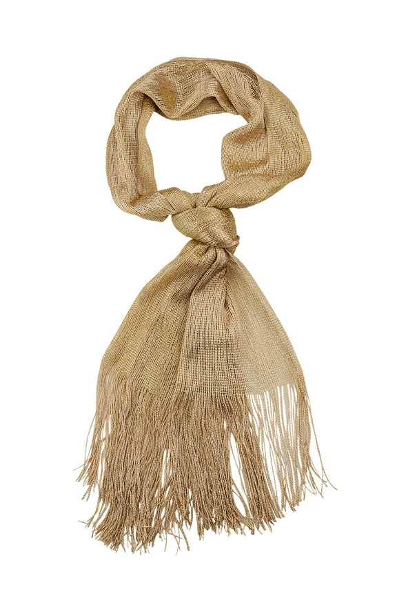 Fashionable Sparkly Glitter Thread Lightweight Tassel Scarf-Gold