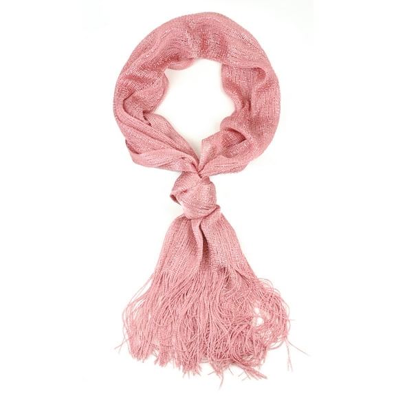 NYFASHION101 Fashionable Sparkly Glitter Thread Lightweight Tassel Scarf, Pink