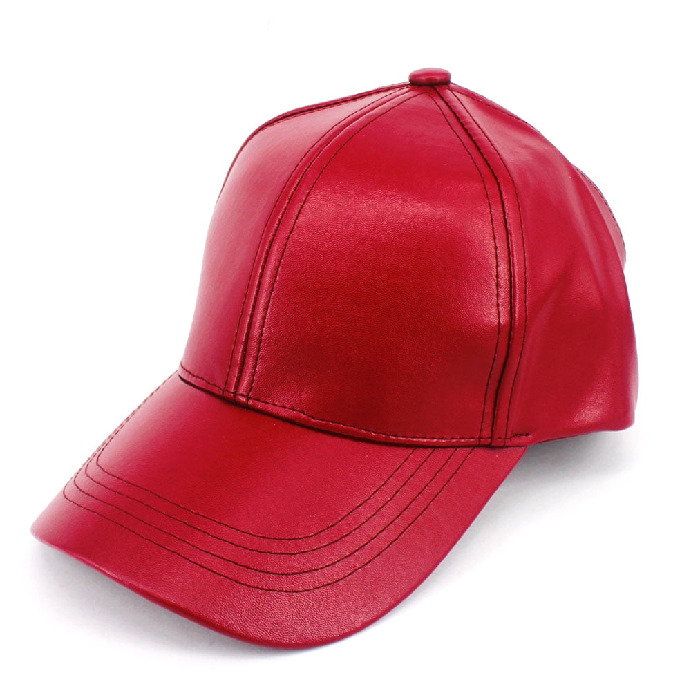 NYFASHION101 Faux Leather Adjustable Snapback Baseball Cap  display picture 3