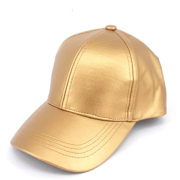 NYFASHION101 Faux Leather Adjustable Snapback Baseball Cap Hat - Gold