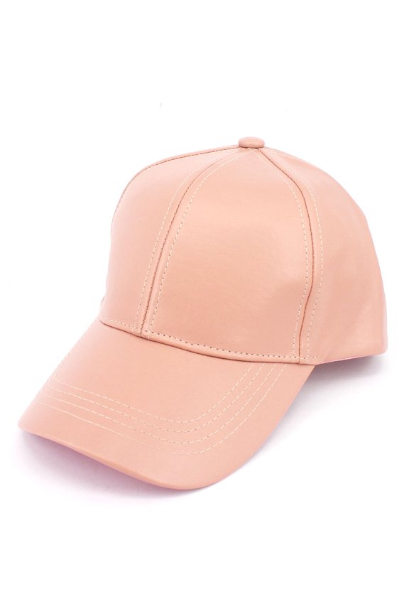 Faux Leather Adjustable Snapback Baseball Cap Hat - Pink