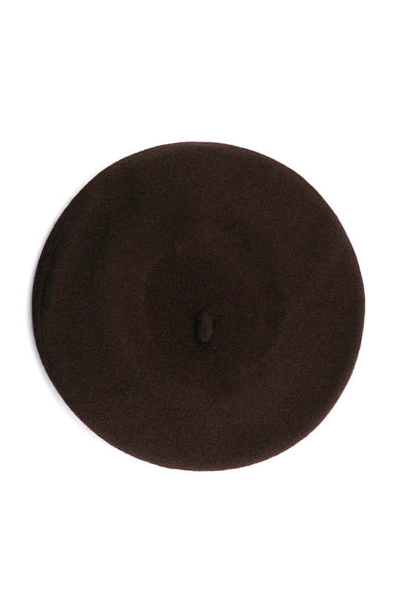 French Style Lightweight Casual Classic Solid Color Wool Beret, Brown