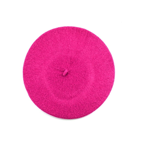 NYFASHION101 French Style Lightweight Casual Classic Solid Color Wool Beret, Hot Pink