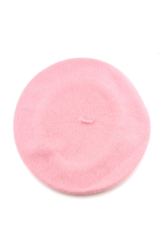 French Style Lightweight Casual Classic Solid Color Wool Beret, Light Pink