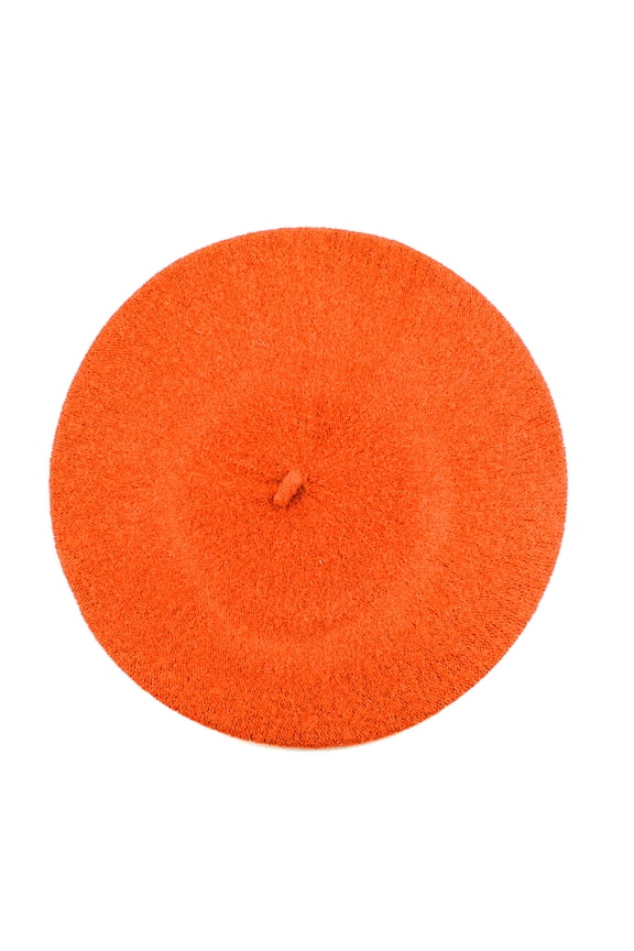 French Style Lightweight Casual Classic Solid Color Wool Beret, Orange