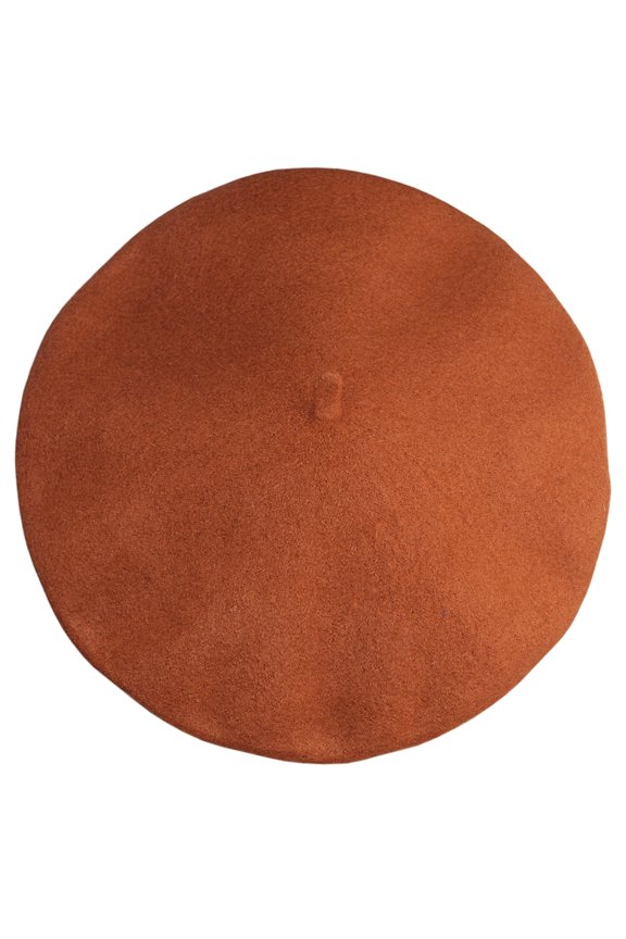 French Style Lightweight Casual Classic Solid Color Wool Beret, Rust