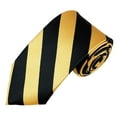 thumbnail image 1 of NYFASHION101 Men's 2.75" Slim College Stripe Woven Tie, Black/Honey Gold, 1 of 1