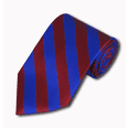 thumbnail image 1 of NYFASHION101 Men's 2.75" Slim College Stripe Woven Tie, Burgundy/Honey Gold, 1 of 1