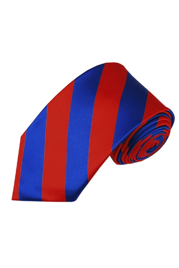 Men's 2.75" Slim College Stripe Woven Tie, Royal/Red