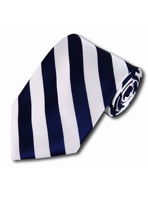 Men's 3.5" DSular College Stripe Woven Tie- DS Navy & White