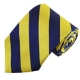 thumbnail image 1 of NYFASHION101 Men's 3.5" Regular College Stripe Woven Tie- DS Navy & Gold, 1 of 1
