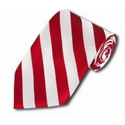 NYFASHION101 Men's 3.5" Regular College Stripe Woven Tie- DS Red & White