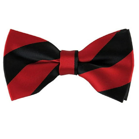 NYFASHION101 Men's College Stripe Adjustable Pre-Tied Bow Tie, Black/Red