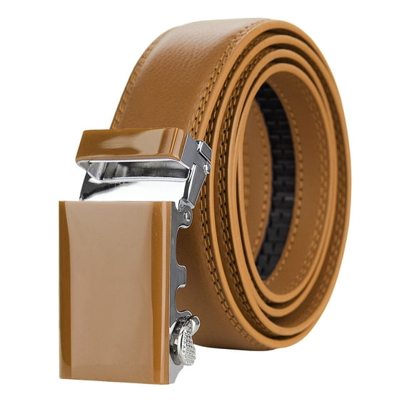 NYFASHION101 Men's Genuine Leather Ratchet Dress Trim to Fit Belt with Automatic Buckle, DS7893, Tan, X-Large
