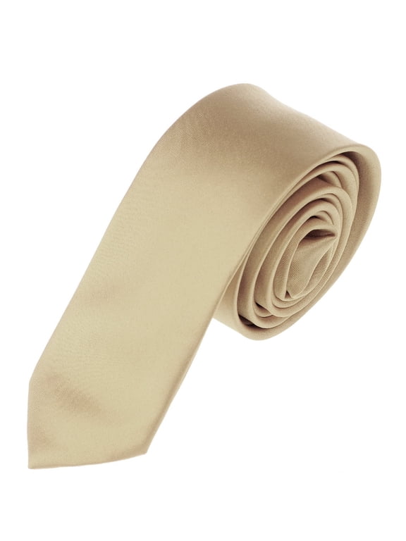Men's Solid Color 2" Skinny Tie, Champagne