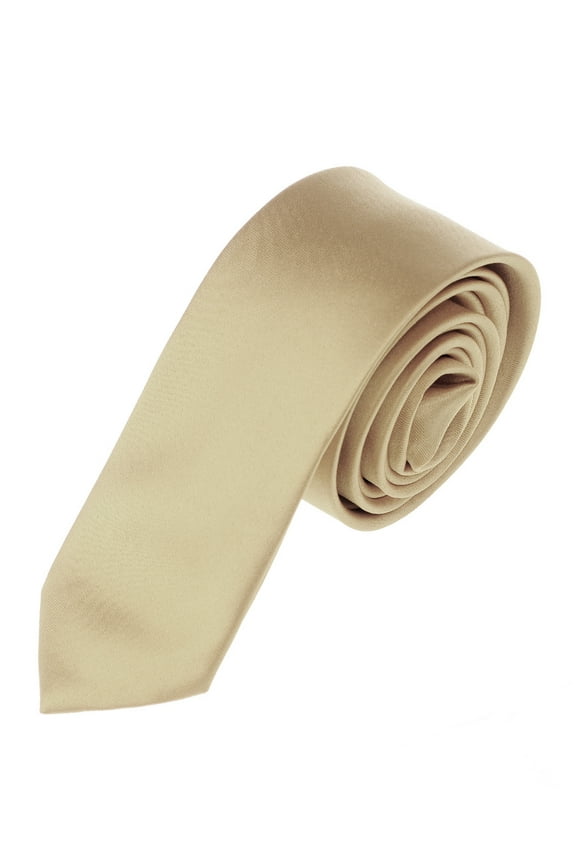Men's Solid Color 2" Skinny Tie, Champagne