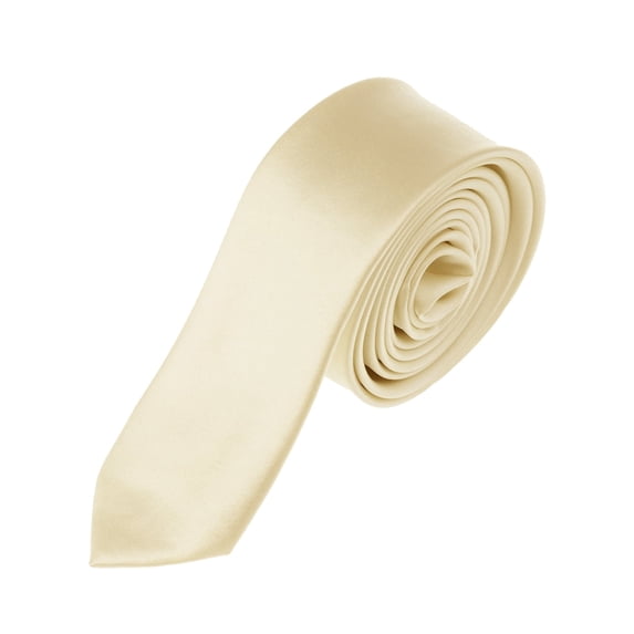 NYFASHION101 Men's Solid Color 2" Skinny Tie, Cream