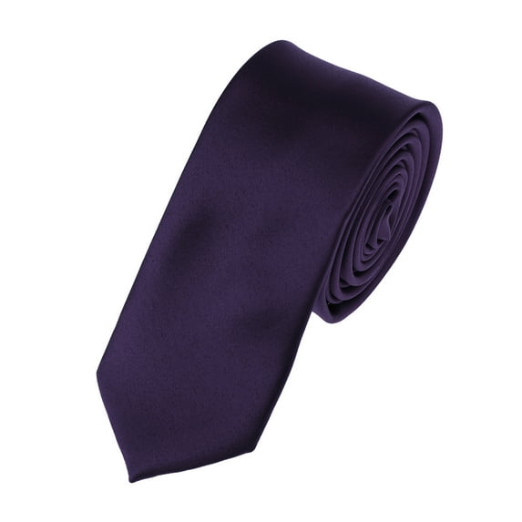 NYFASHION101 Men's Solid Color 2" Skinny Tie, Eggplant