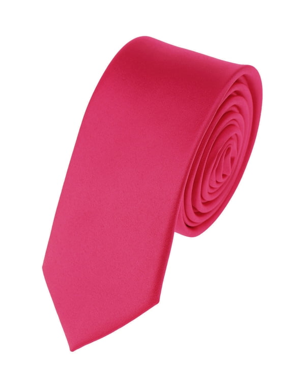 Men's Solid Color 2" Skinny Tie, Fuchsia