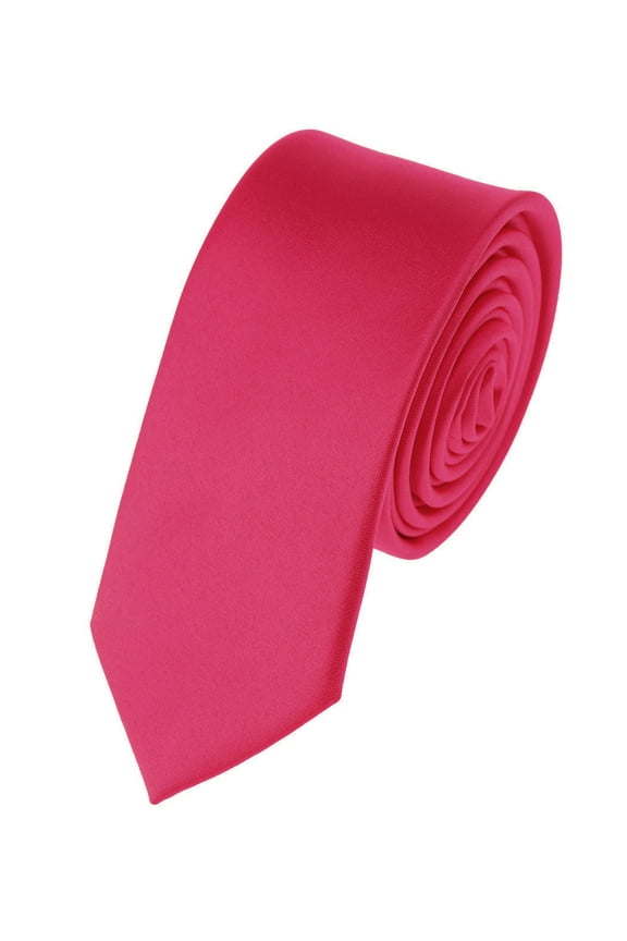 Men's Solid Color 2" Skinny Tie, Fuchsia