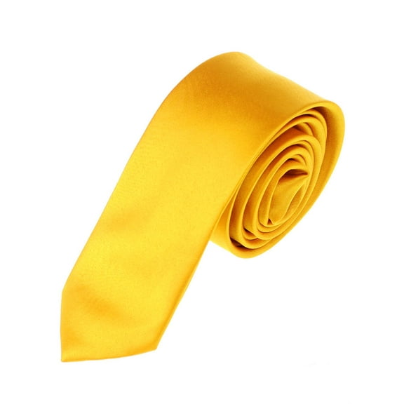 NYFASHION101 Men's Solid Color 2" Skinny Tie, Gold Bar