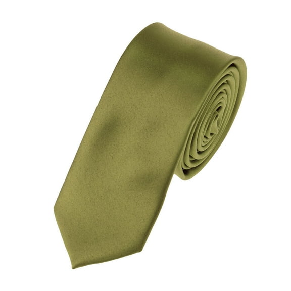 NYFASHION101 Men's Solid Color 2" Skinny Tie, Olive Green