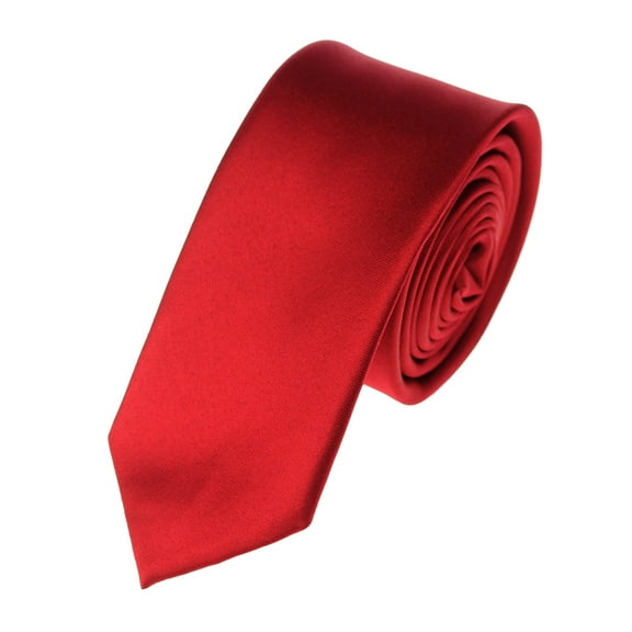 NYFASHION101 Men's Solid Color 2" Skinny Tie, Red