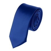 NYFASHION101 Men's Solid Color 2" Skinny Tie, Royal Blue