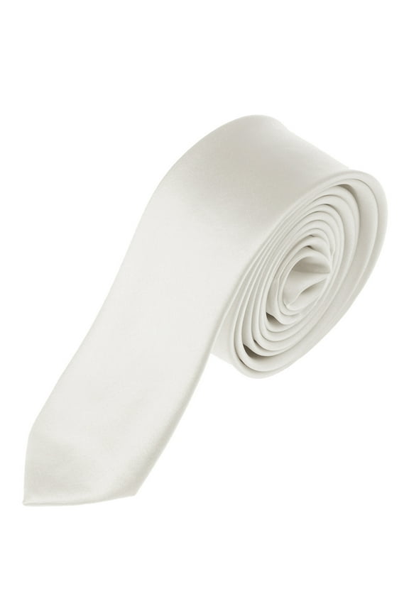 Men's Solid Color 2" Skinny Tie, White
