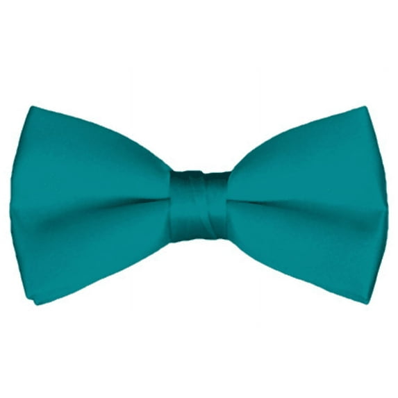 NYFASHION101 Men's Solid Color Adjustable Pre-Tied Bow Tie, Teal Green