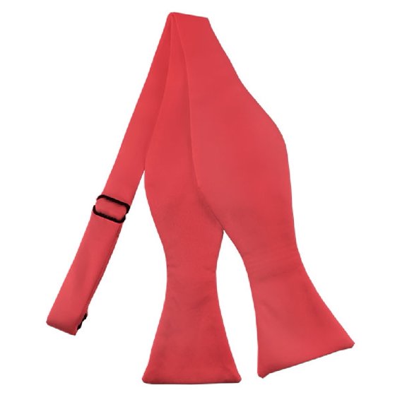 NYFASHION101 Men's Solid Color Adjustable Self-Tie Bow Tie, Coral Rose
