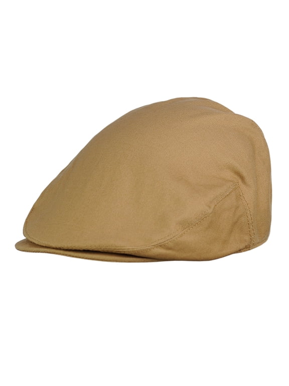 Men's Solid Color Cotton Elastic Buttoned Bill Newsboy Ivy Cap, Khaki