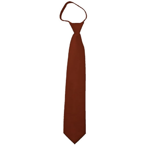 NYFASHION101 Men's Solid Color Formal Zipper Tie, Cinnamon, 20"