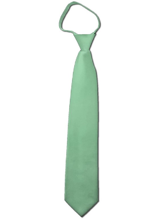 Men's Solid Color Formal Zipper Tie, Light Sage Green, 20"