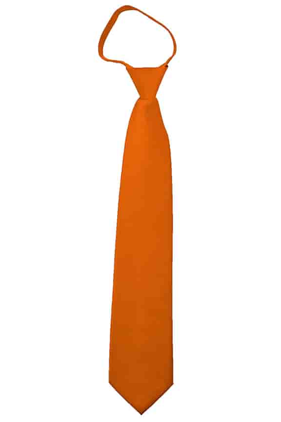 Men's Solid Color Formal Zipper Tie, Orange, 17"