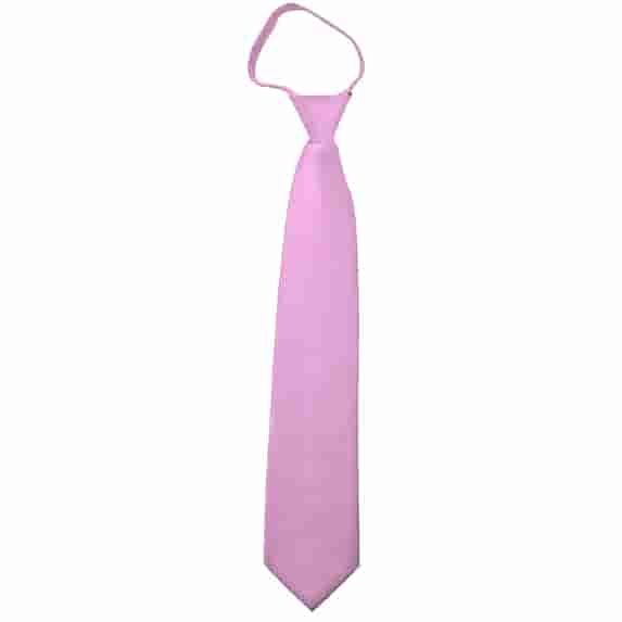 NYFASHION101 Men's Solid Color Formal Zipper Tie, Pink, 20"