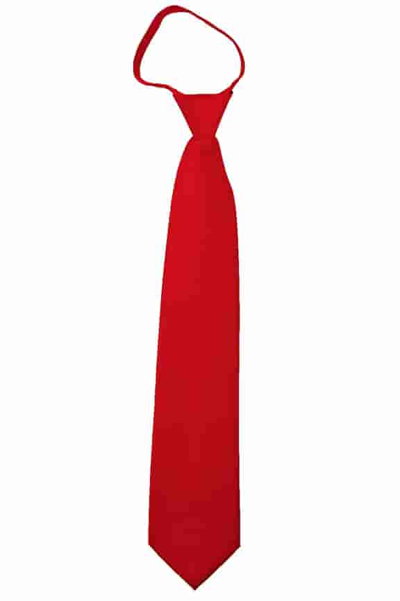 Men's Solid Color Formal Zipper Tie, Red, 17"