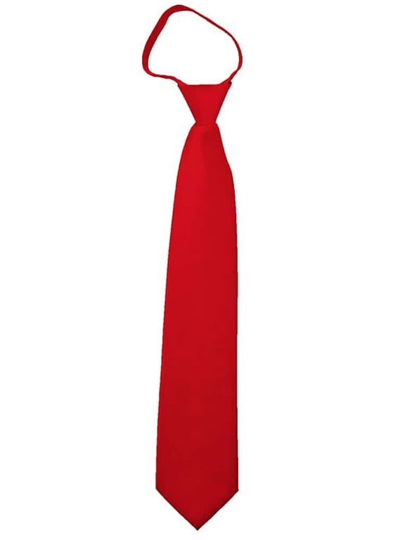 Men's Solid Color Formal Zipper Tie, Red, 20"