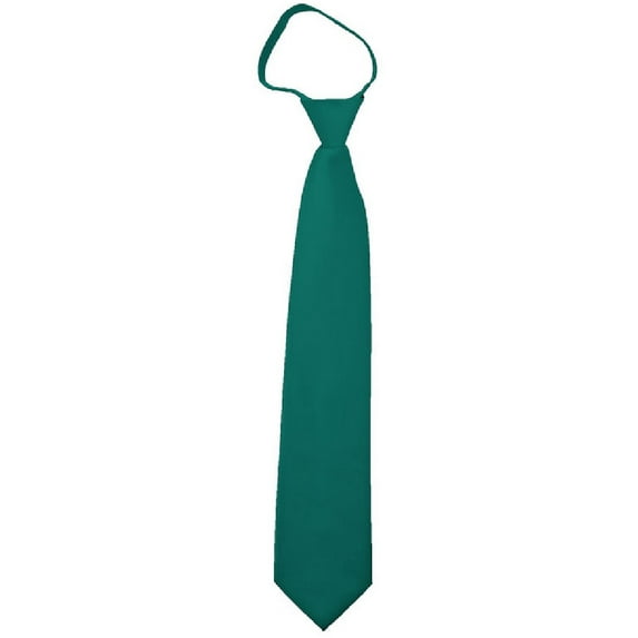 NYFASHION101 Men's Solid Color Formal Zipper Tie, Teal Green, 20"