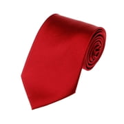 NYFASHION101 Mens Solid Color Polyester Tie PS01-Red